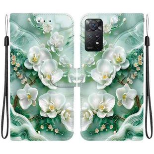 For Redmi Note 12 Pro 4G  Crystal Texture Colored Drawing Leather Phone Case(Jade Flowers)