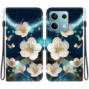 For Redmi Note 13 5G Crystal Texture Colored Drawing Leather Phone Case(Magnolia)