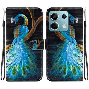 For Redmi Note 13 5G Crystal Texture Colored Drawing Leather Phone Case(Peacock)