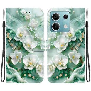 For Redmi Note 13 5G Crystal Texture Colored Drawing Leather Phone Case(Jade Flowers)