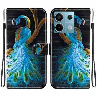 For Redmi Note 13 Pro 5G Crystal Texture Colored Drawing Leather Phone Case(Peacock)