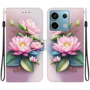 For Redmi Note 13 Pro 5G Crystal Texture Colored Drawing Leather Phone Case(Lotus)