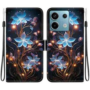 For Redmi Note 13 Pro 5G Crystal Texture Colored Drawing Leather Phone Case(Little Lantern Flower)