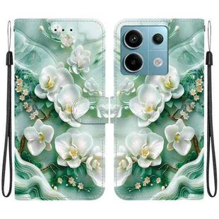 For Redmi Note 13 Pro 5G Crystal Texture Colored Drawing Leather Phone Case(Jade Flowers)