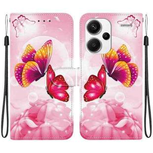 For Redmi Note 13 Pro+ 5G Crystal Texture Colored Drawing Leather Phone Case(Pink Butterflies)