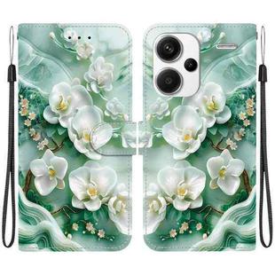 For Redmi Note 13 Pro+ 5G Crystal Texture Colored Drawing Leather Phone Case(Jade Flowers)