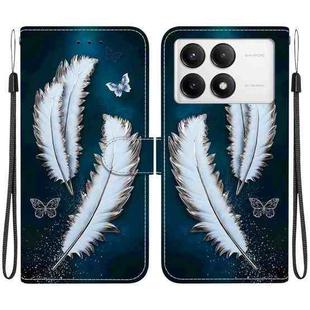 For Redmi K70 / K70 Pro Crystal Texture Colored Drawing Leather Phone Case(White Butterfly Feathers)