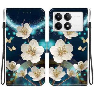 For Redmi K70 / K70 Pro Crystal Texture Colored Drawing Leather Phone Case(Magnolia)