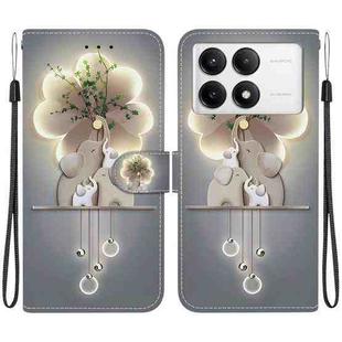 For Redmi K70 / K70 Pro Crystal Texture Colored Drawing Leather Phone Case(Elephants)