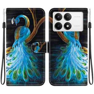 For Redmi K70 / K70 Pro Crystal Texture Colored Drawing Leather Phone Case(Peacock)