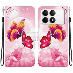 For Redmi K70 / K70 Pro Crystal Texture Colored Drawing Leather Phone Case(Pink Butterflies)