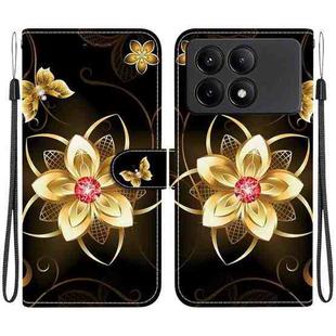 For Redmi K70E / Poco X6 Pro Crystal Texture Colored Drawing Leather Phone Case(Gold Flower)