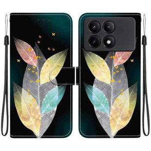 For Redmi K70E / Poco X6 Pro Crystal Texture Colored Drawing Leather Phone Case(Colored Leaves)