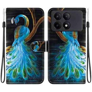 For Redmi K70E / Poco X6 Pro Crystal Texture Colored Drawing Leather Phone Case(Peacock)