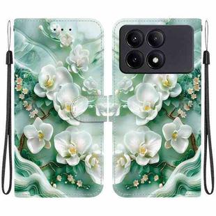 For Redmi K70E / Poco X6 Pro Crystal Texture Colored Drawing Leather Phone Case(Jade Flowers)