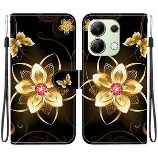 For Redmi Note 13 4G Global Crystal Texture Colored Drawing Leather Phone Case(Gold Flower)