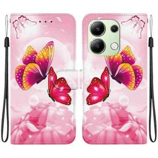 For Redmi Note 13 4G Global Crystal Texture Colored Drawing Leather Phone Case(Pink Butterflies)