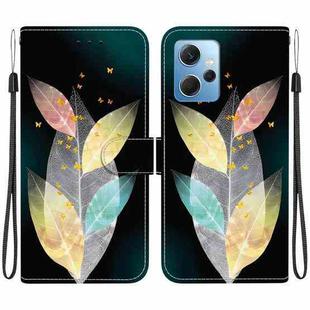 For Redmi Note 12 4G Global Crystal Texture Colored Drawing Leather Phone Case(Colored Leaves)