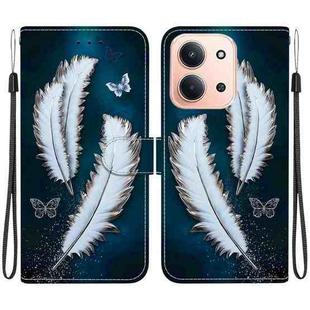 For Redmi 15C 4G 173.1mm / 15C 5G 173.1mm Crystal Texture Colored Drawing Leather Phone Case(White Butterfly Feathers)