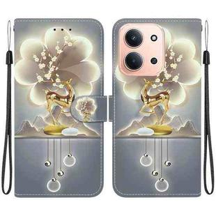 For Redmi 15C 4G 173.1mm / 15C 5G 173.1mm Crystal Texture Colored Drawing Leather Phone Case(Sika Deer)