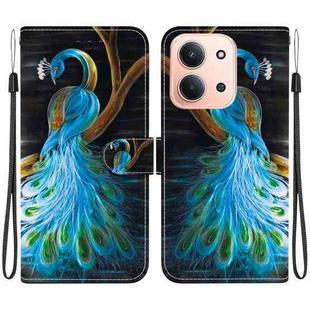 For Redmi 15C 4G 173.1mm / 15C 5G 173.1mm Crystal Texture Colored Drawing Leather Phone Case(Peacock)