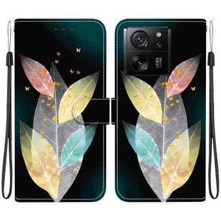 For Xiaomi 13T / 13T Pro Crystal Texture Colored Drawing Leather Phone Case(Colored Leaves)