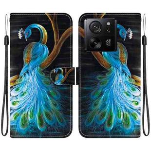 For Xiaomi 13T / 13T Pro Crystal Texture Colored Drawing Leather Phone Case(Peacock)