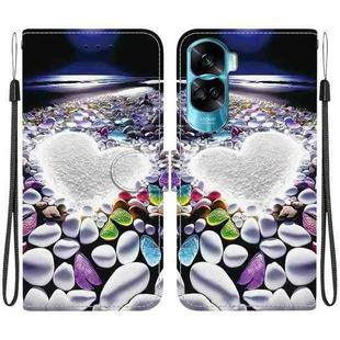 For Honor 90 Lite Crystal Texture Colored Drawing Leather Phone Case(Heart Shaped)