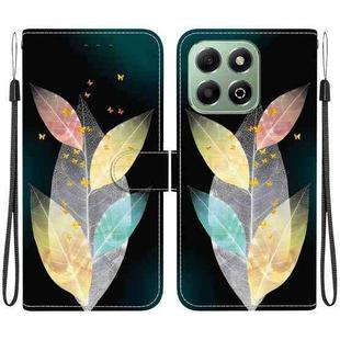 For Honor X6b Crystal Texture Colored Drawing Leather Phone Case(Colored Leaves)