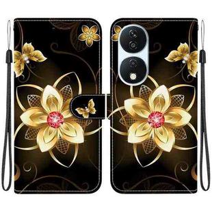 For Honor X7b / Play 50 Plus Crystal Texture Colored Drawing Leather Phone Case(Gold Flower)