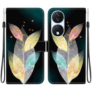 For Honor X7b / Play 50 Plus Crystal Texture Colored Drawing Leather Phone Case(Colored Leaves)