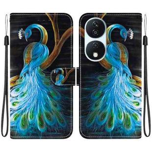 For Honor X7b / Play 50 Plus Crystal Texture Colored Drawing Leather Phone Case(Peacock)