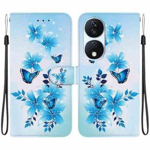 For Honor X7b / Play 50 Plus Crystal Texture Colored Drawing Leather Phone Case(Blue Butterflies)