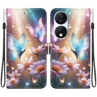 For Honor X7b / Play 50 Plus Crystal Texture Colored Drawing Leather Phone Case(Butterfly Love Flower)