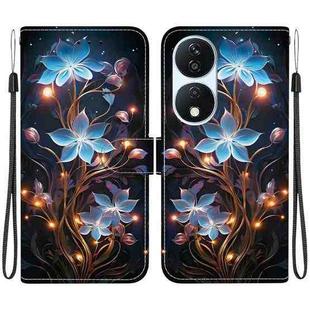 For Honor X7b / Play 50 Plus Crystal Texture Colored Drawing Leather Phone Case(Little Lantern Flower)