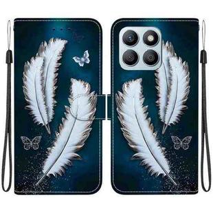 For Honor X8b Crystal Texture Colored Drawing Leather Phone Case(White Butterfly Feathers)