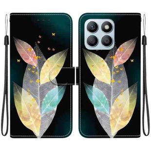 For Honor X8b Crystal Texture Colored Drawing Leather Phone Case(Colored Leaves)