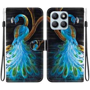 For Honor X8b Crystal Texture Colored Drawing Leather Phone Case(Peacock)