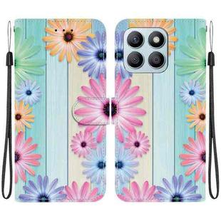 For Honor X8b Crystal Texture Colored Drawing Leather Phone Case(Sunflowers)