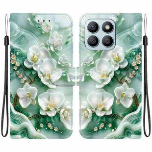 For Honor X8b Crystal Texture Colored Drawing Leather Phone Case(Jade Flowers)