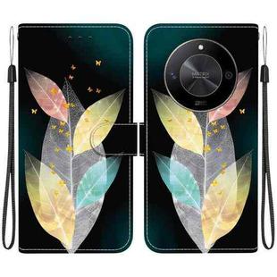 For Honor X9b / Magic6 Lite Crystal Texture Colored Drawing Leather Phone Case(Colored Leaves)