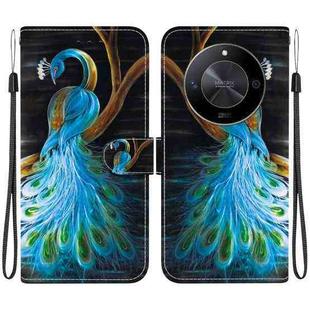 For Honor X9b / Magic6 Lite Crystal Texture Colored Drawing Leather Phone Case(Peacock)