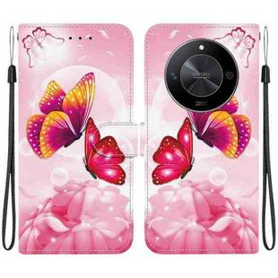 For Honor X9b / Magic6 Lite Crystal Texture Colored Drawing Leather Phone Case(Pink Butterflies)