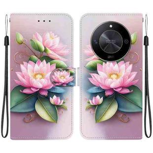 For Honor X9b / Magic6 Lite Crystal Texture Colored Drawing Leather Phone Case(Lotus)