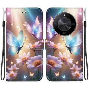 For Honor X9b / Magic6 Lite Crystal Texture Colored Drawing Leather Phone Case(Butterfly Love Flower)