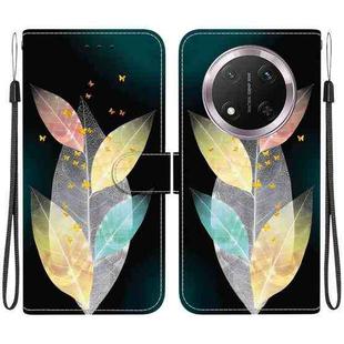 For Honor X9c Crystal Texture Colored Drawing Leather Phone Case(Colored Leaves)