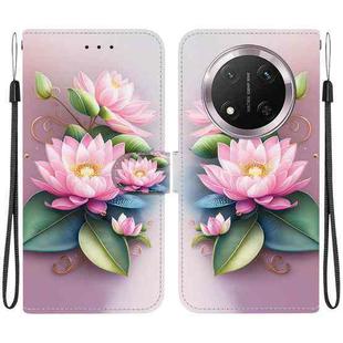 For Honor X9c Crystal Texture Colored Drawing Leather Phone Case(Lotus)