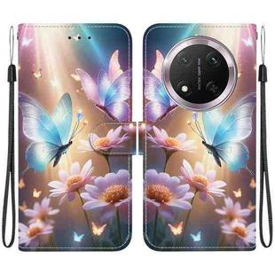 For Honor X9c Crystal Texture Colored Drawing Leather Phone Case(Butterfly Love Flower)