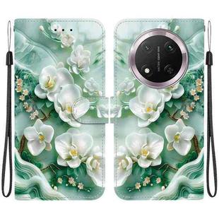 For Honor X9c Crystal Texture Colored Drawing Leather Phone Case(Jade Flowers)