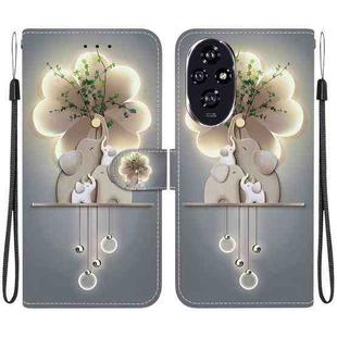 For Honor 200 5G Crystal Texture Colored Drawing Leather Phone Case(Elephants)